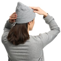 FOX Beanie Loose knit fisherman; grey