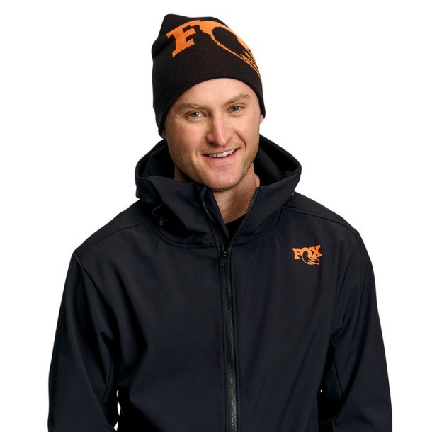 FOX Beanie, logo orange, one size, black